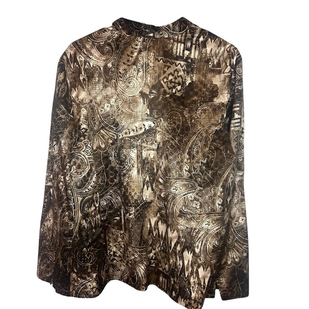 Chico’s Paisley Print Open Front Jacket Blazer Size 3 Brown Neutral - Picture 5 of 11